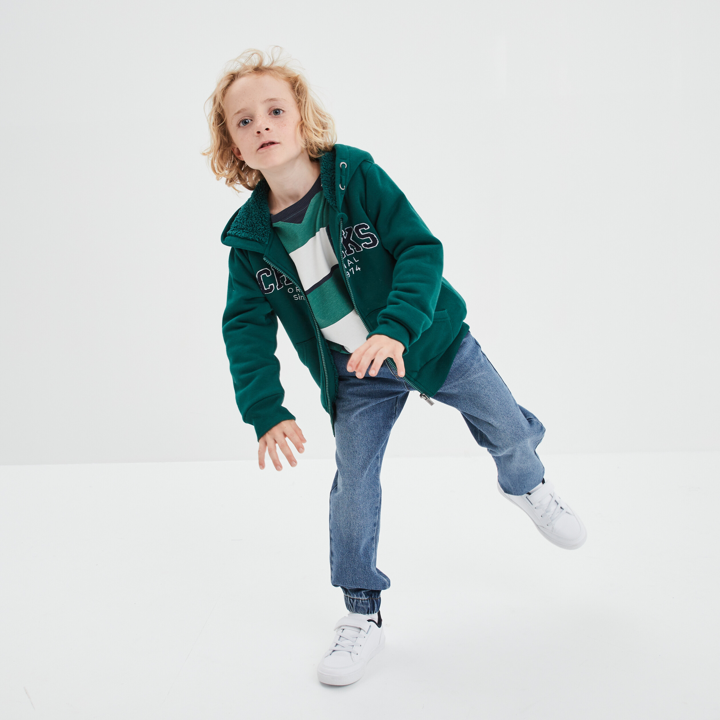 Sweat à capuche fourré Creeks vert foncé garçon | La Halle