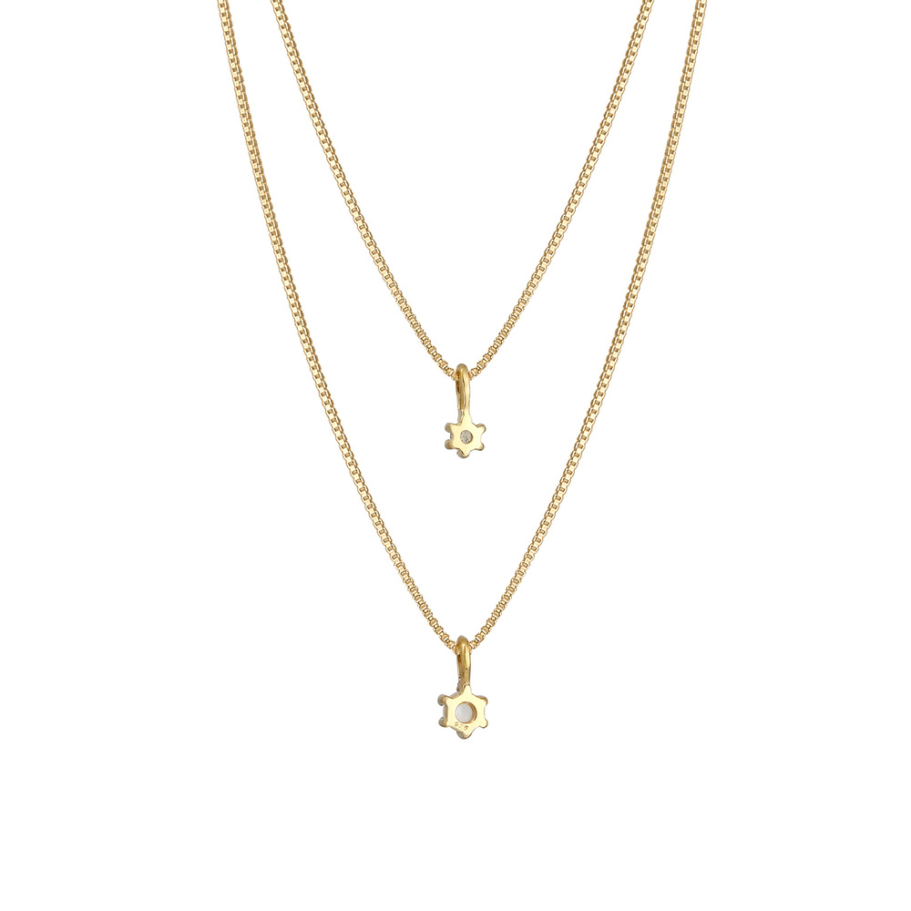 Elli PREMIUM Elli PREMIUM Collier Layer Look Élégant avec Pierre de Lune Collier Femme - (925/ collier