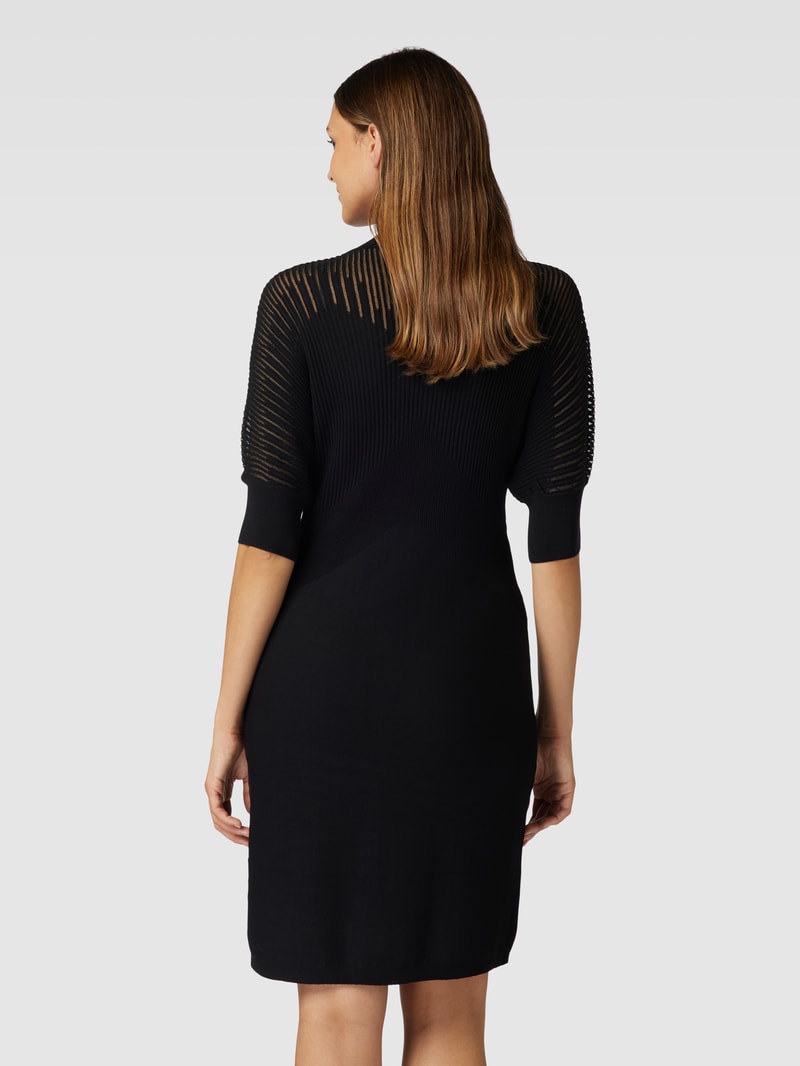 Knielanges Strickkleid mit Effektgarn in schwarz