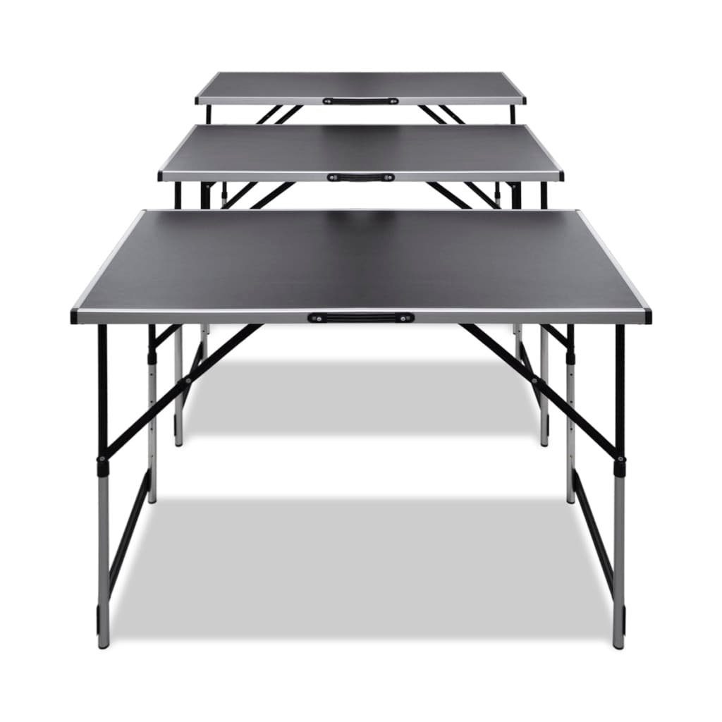 vidaXL Klapptisch Tapeziertische 3 Stk. Klappbar Höhenverstellbar (3-St)