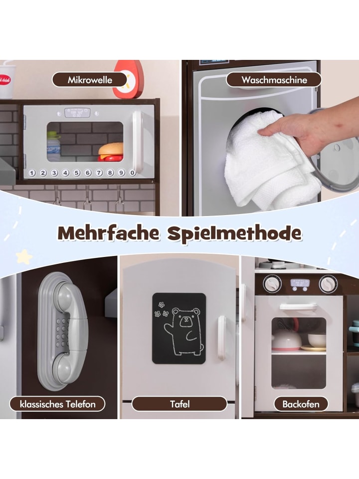 COSTWAY Spielrküche ab 3 Jahren in Braun günstig kaufen onesize