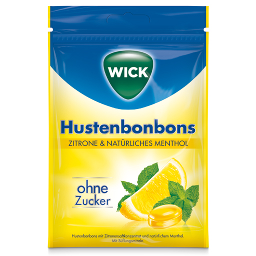 WICK Zitrone & nat.Menthol Bonb.o.Zucker Beutel  72 g  Bonbons