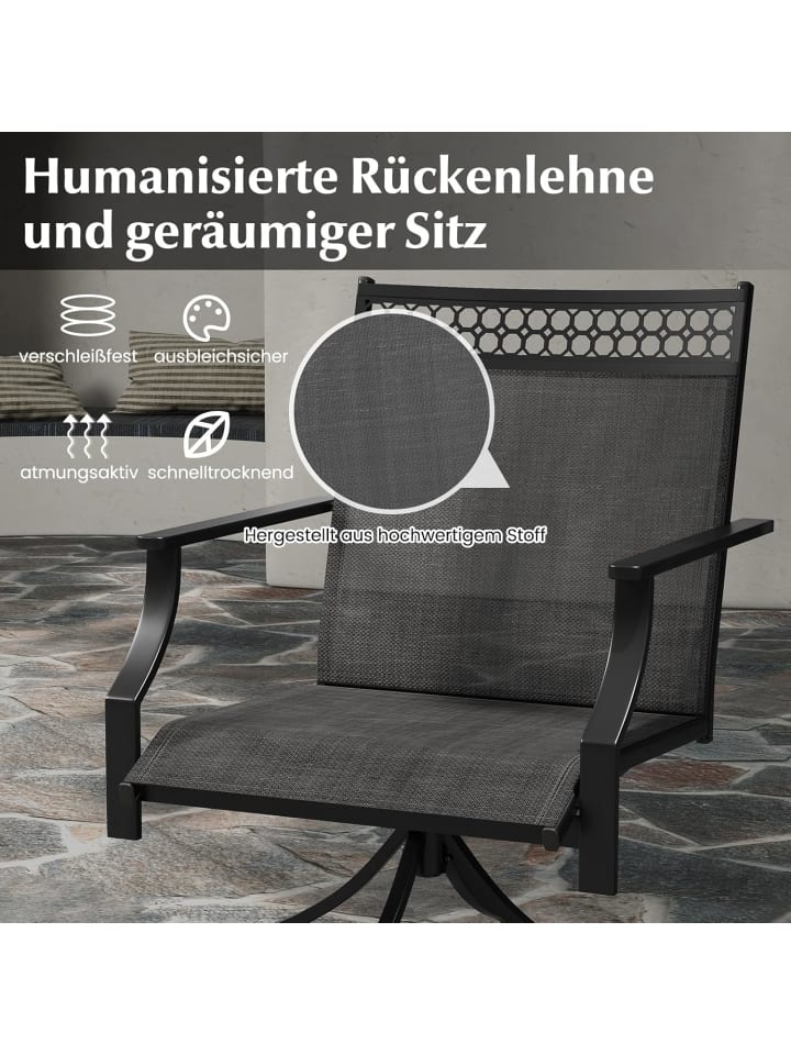 COSTWAY 2er Set Gartenstühle drehbar in Grau günstig kaufen onesize