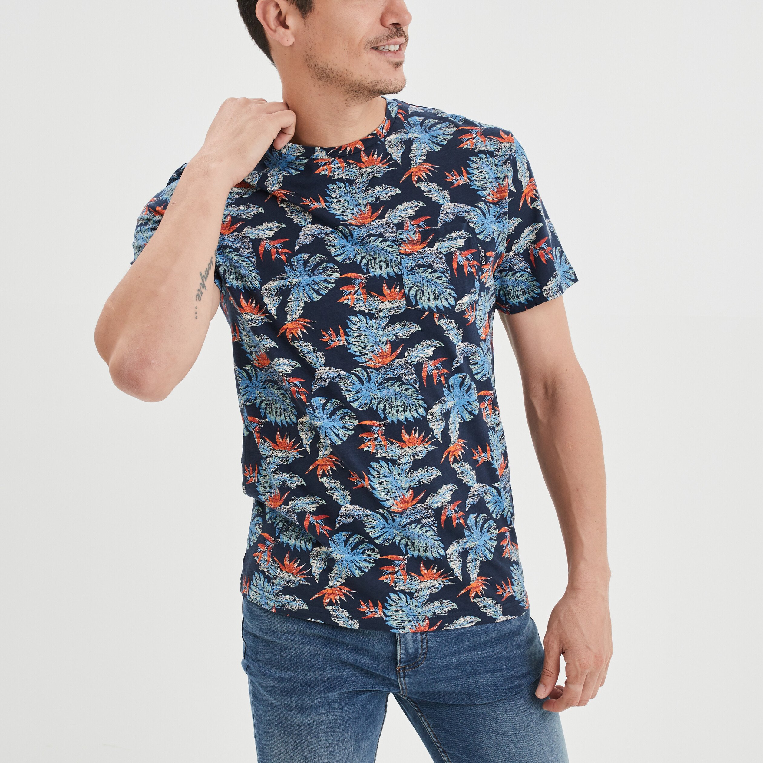 T-shirt manches courtes Creeks bleu marine homme | La Halle
