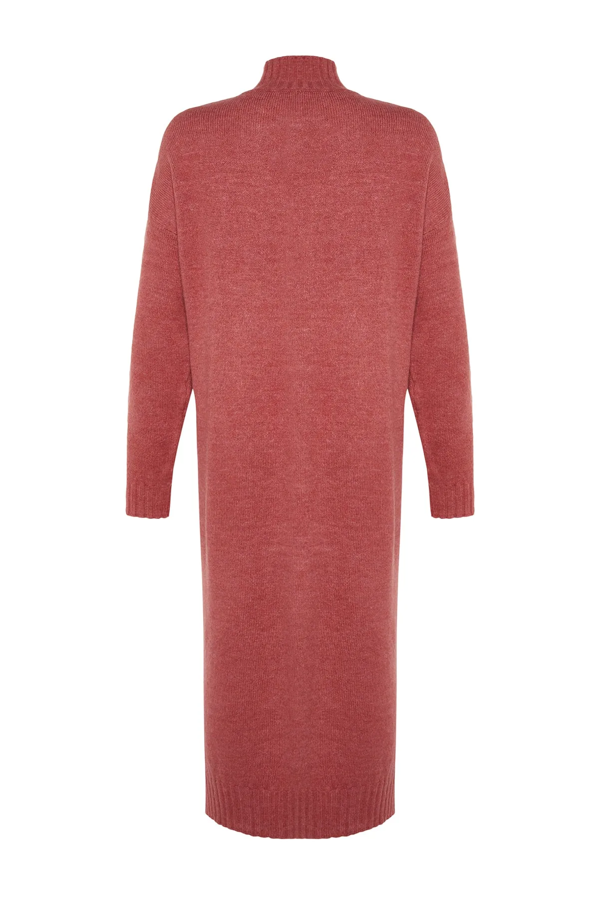 Trendyol Collection  Dusty Rose Wide Fit Midi-Strickkleid mit weicher Struktur und hohem Kragen TWOAW23EL0005