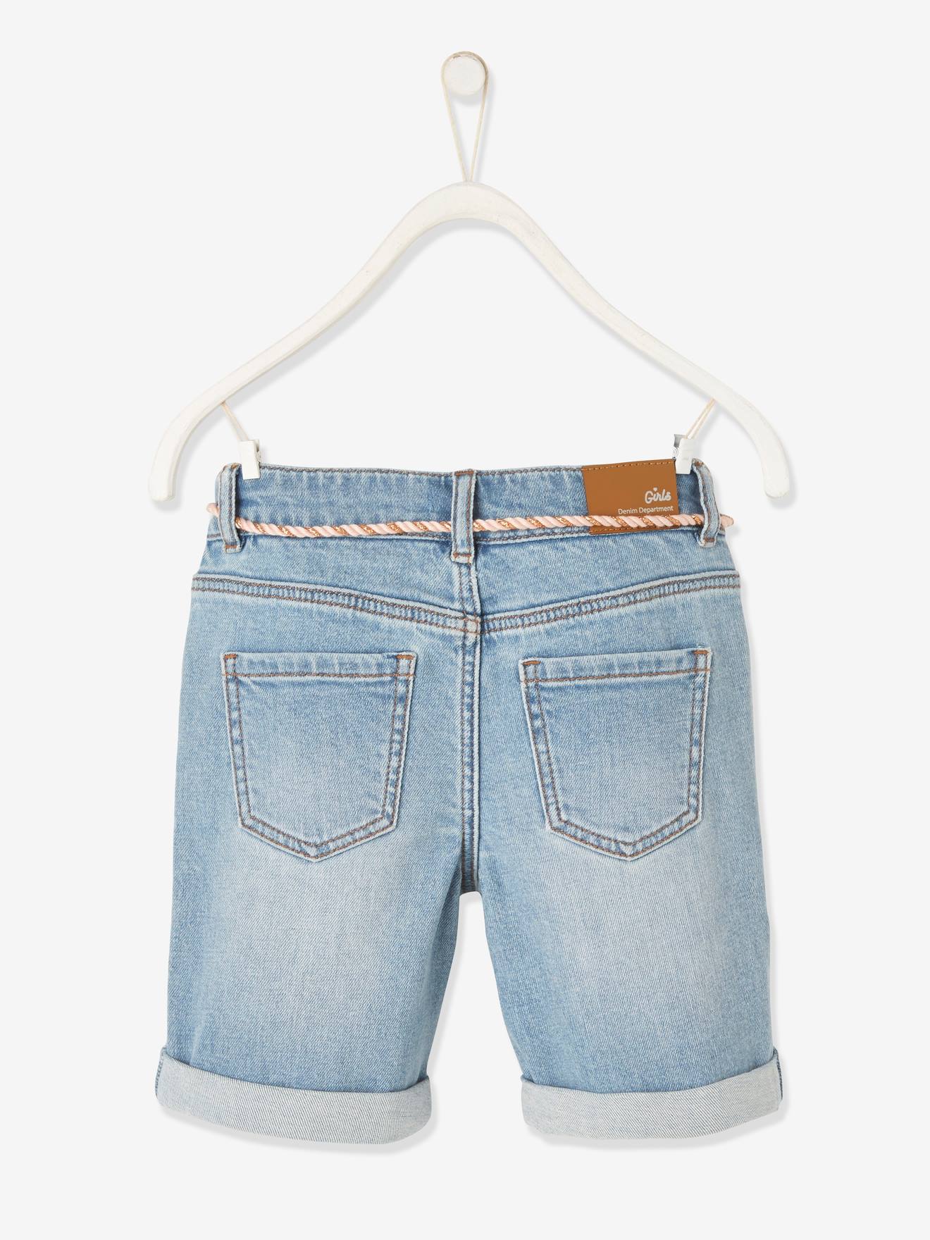 Bermuda en jean brodé fleurs Basics fille double stone