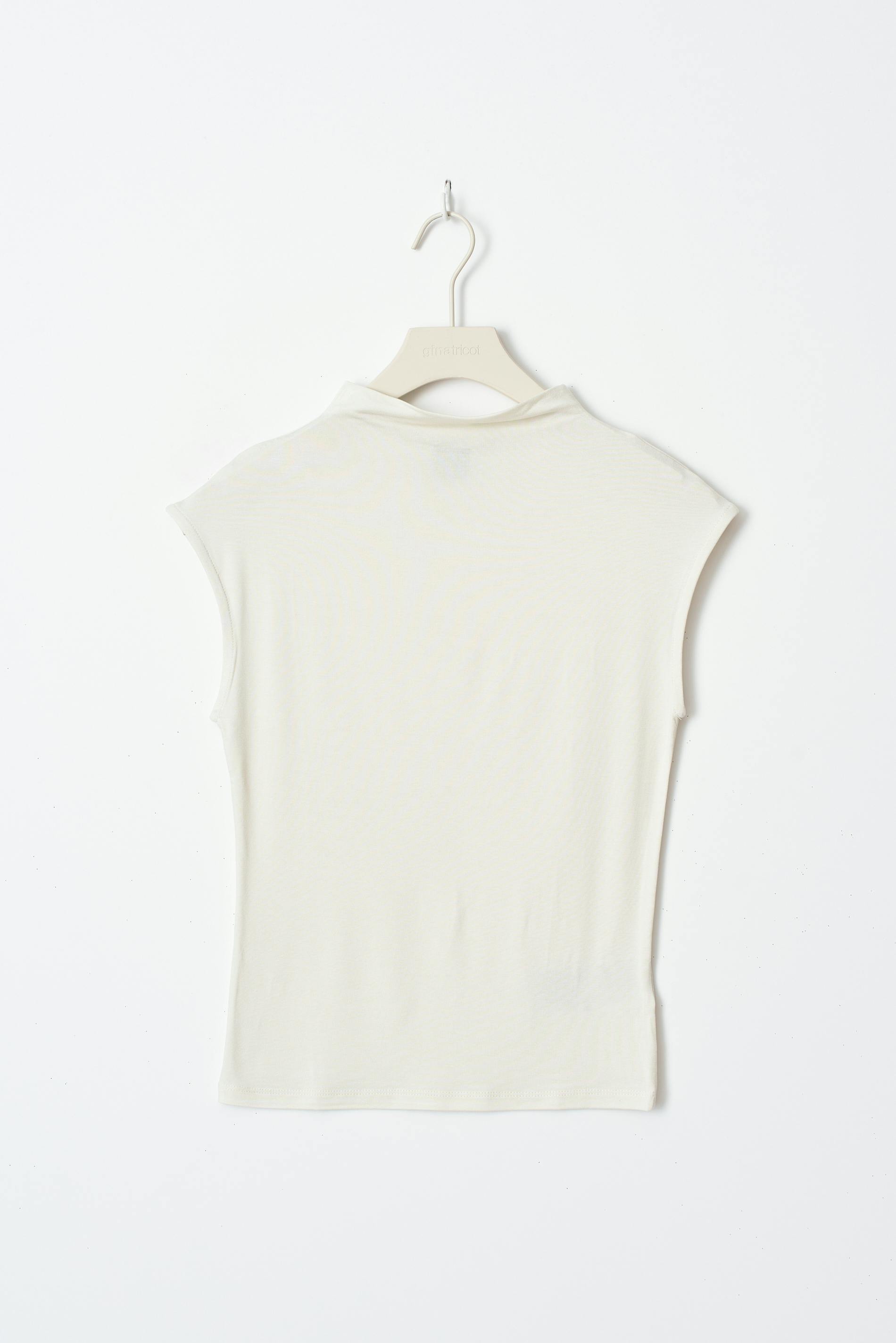 Soft touch funnel neck top