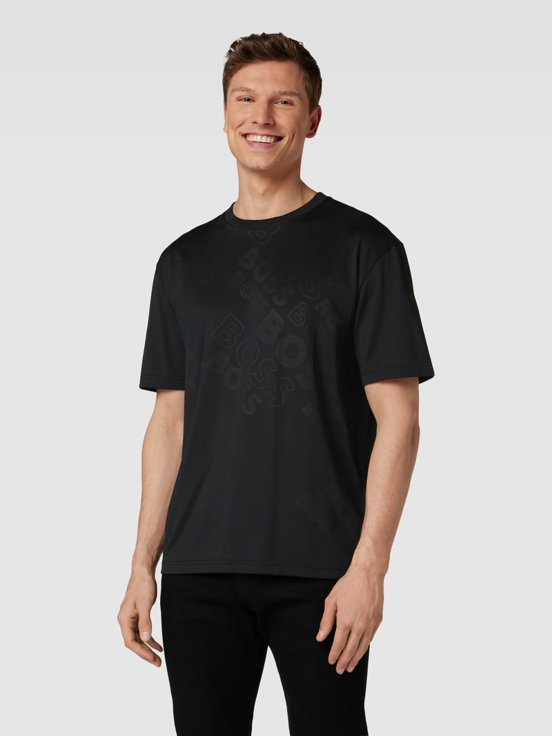 T-Shirt mit Label-Print in schwarz