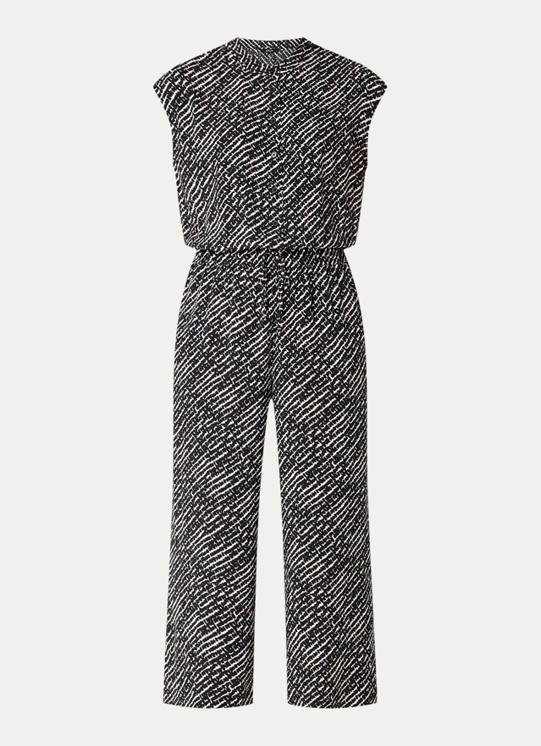 OPUS Marello loose-fit cropped jumpsuit with graphic print and patch pockets