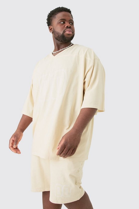 Plus Fußball T-Shirt & Shorts mit Kontrast-Naht