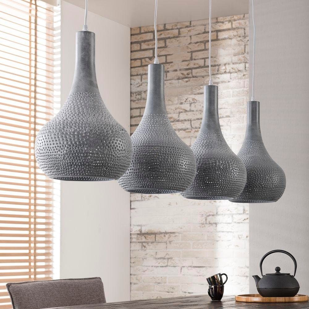 famlights Hängeleuchte, Pendelleuchte Nela aus Metall in Grau 4xE27, keine Angabe, Leuchtmittel enthalten: Nein, warmweiss, Hängeleuchte, Pendellampe, Pendelleuchte