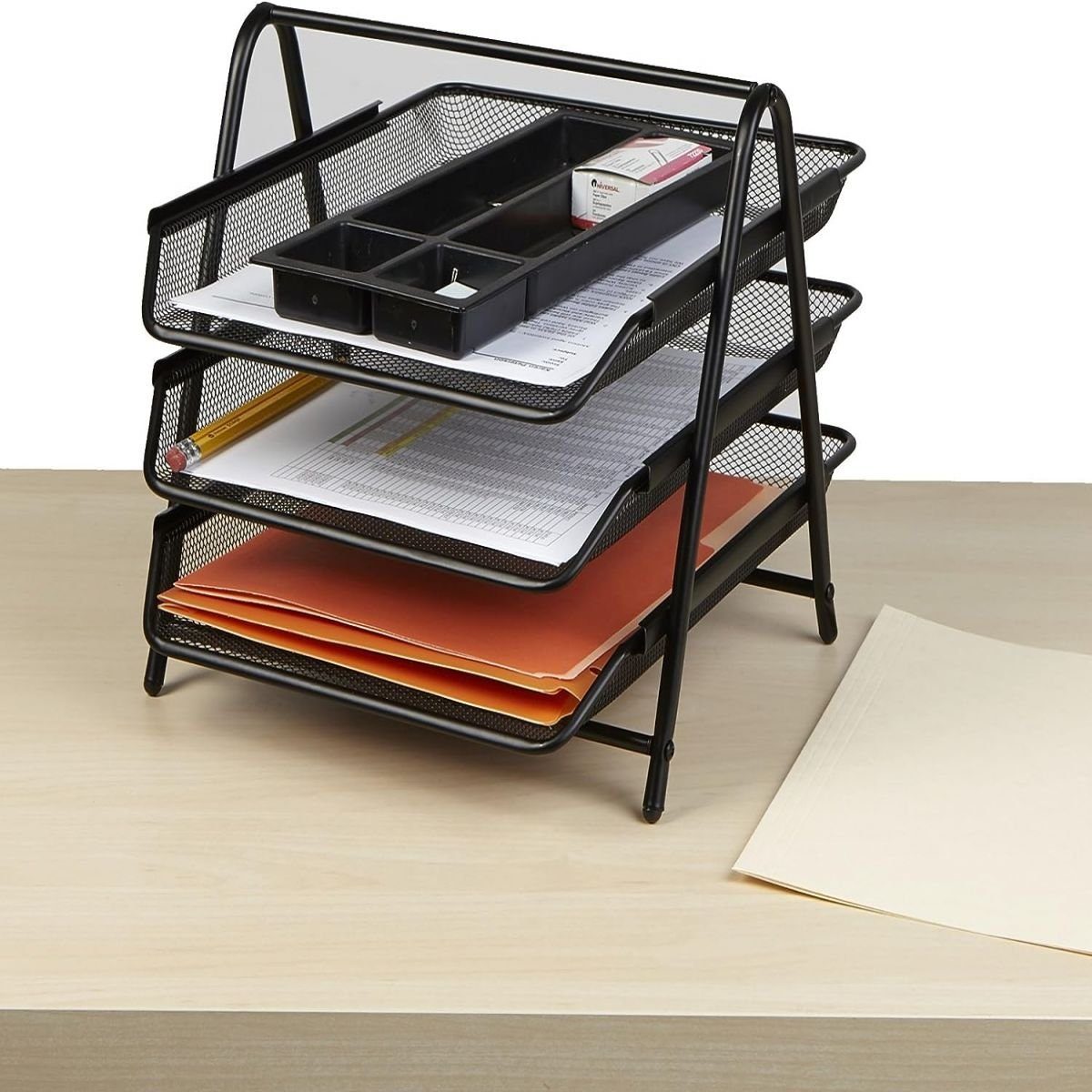 ZmdecQna Aktenregal stapelbares Briefkasten Office Desk Paper Organizer-Aktenfächer