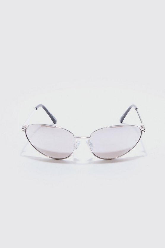 Metall-Sonnenbrille mit silbernen Gläsern