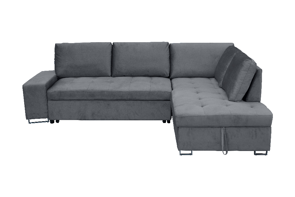 Happy Home Ecksofa mit Stauraum und Bettfunktion mit Samtbezug HSP113-DGR anthrazit