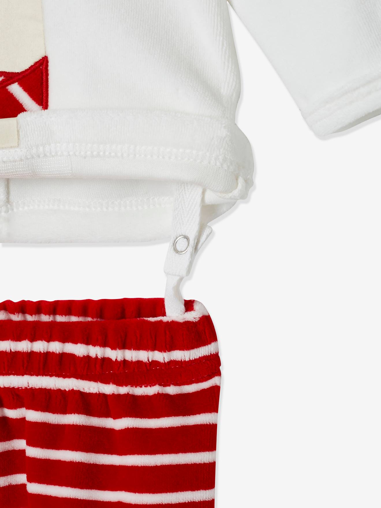 Pyjama 2 pièces en velours bébé Noël ivoire