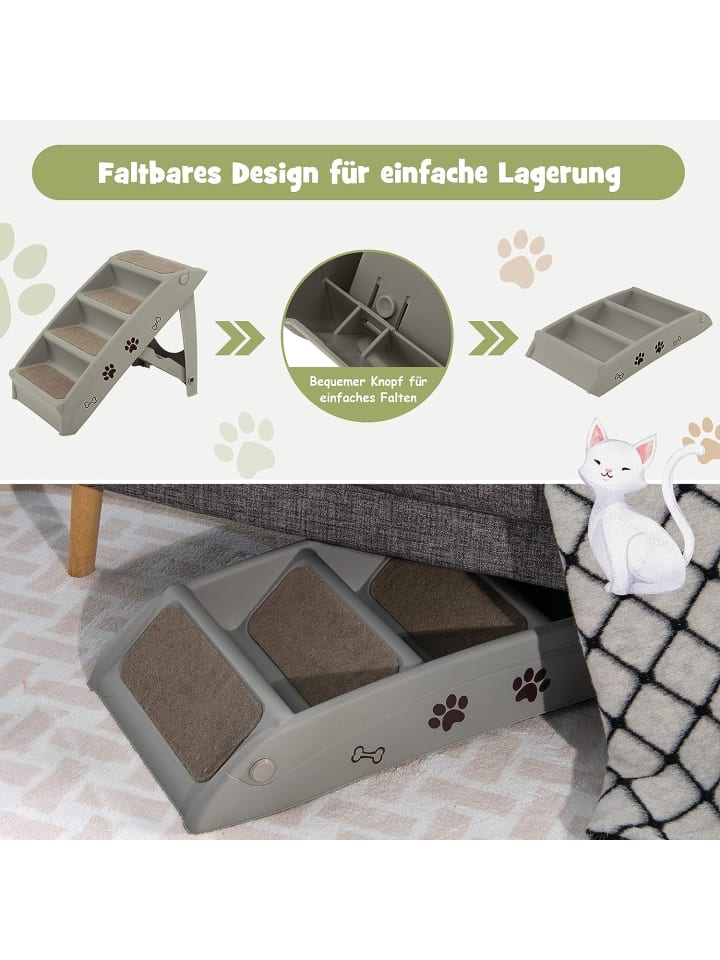 COSTWAY 4-stufig Haustiertreppe in Grau günstig kaufen onesize