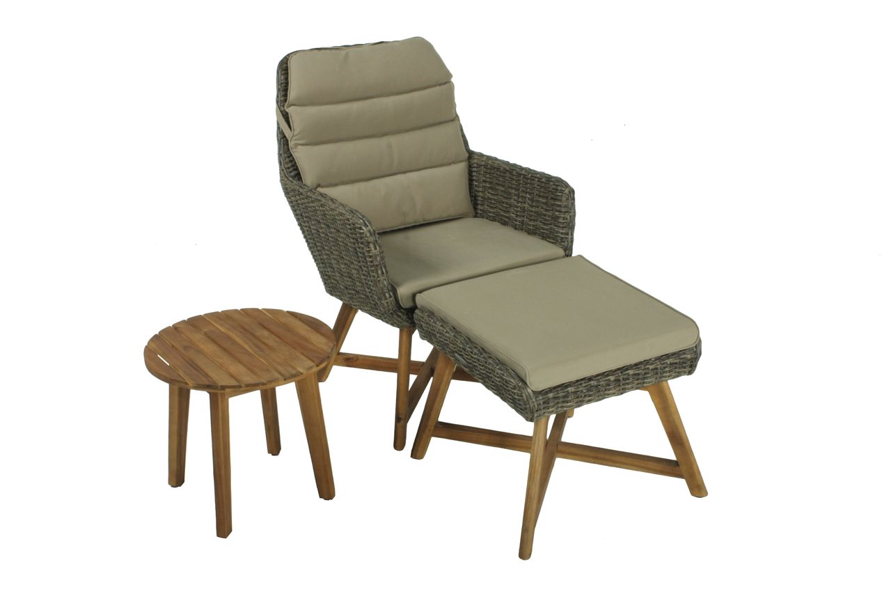 Garden Pleasure Lounger-Set CALVIA, coffee