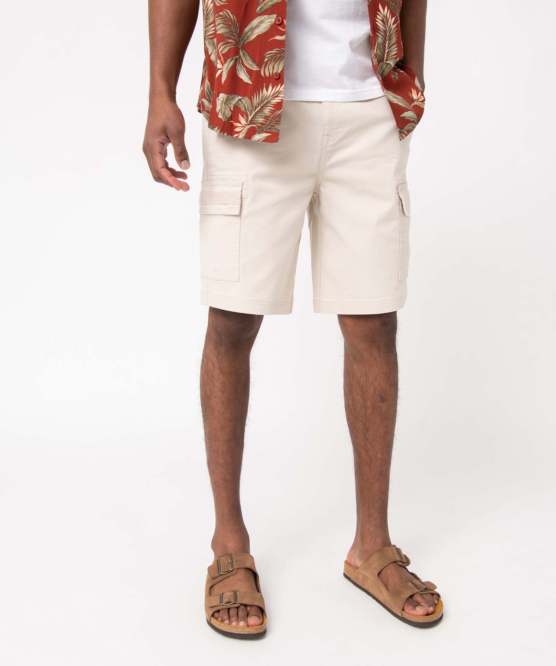 Bermuda homme coupe cargo à taille élastiquée ecru | GEMO