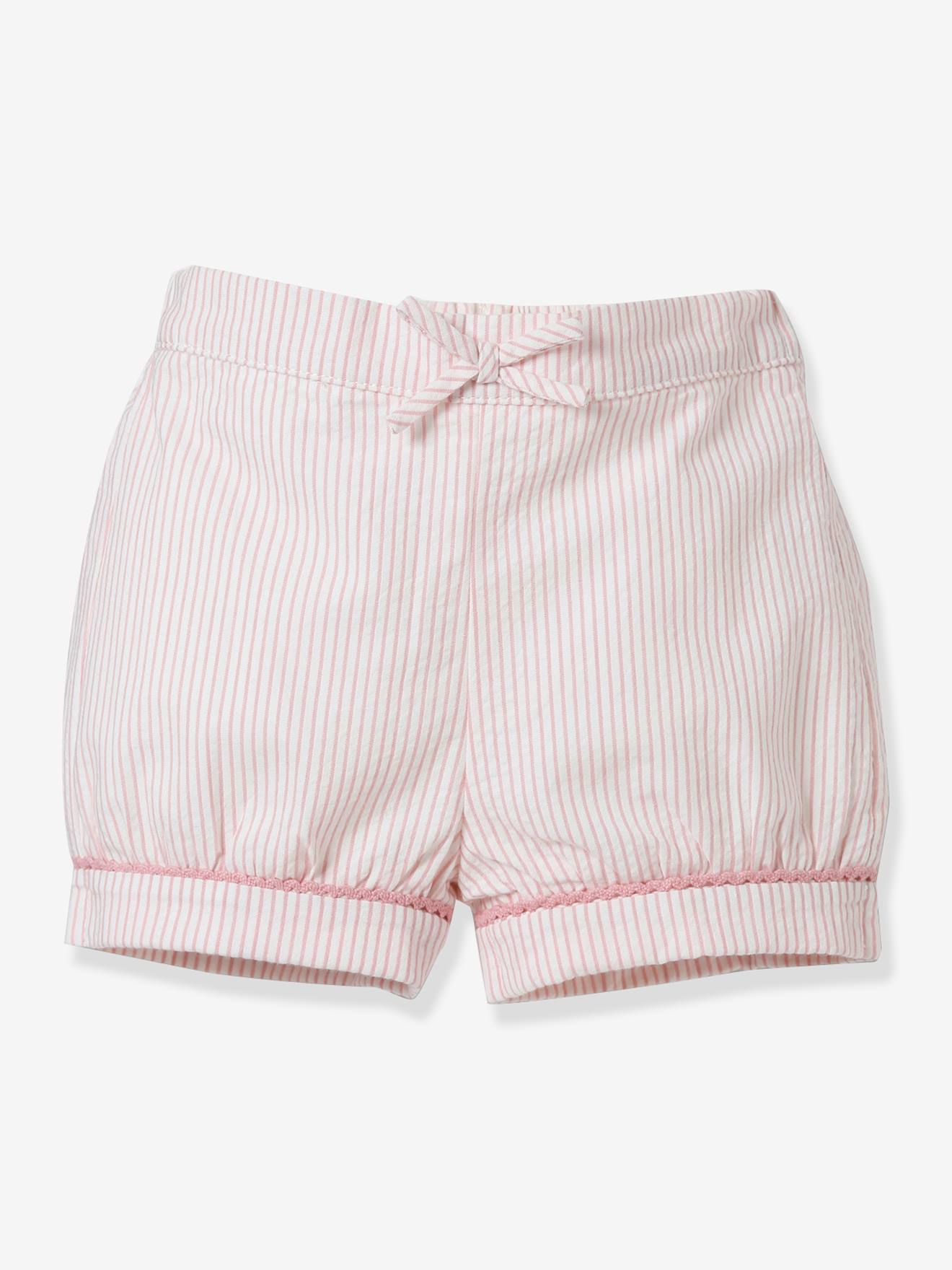 Short boule Bébé CYRILLUS seersucker rose