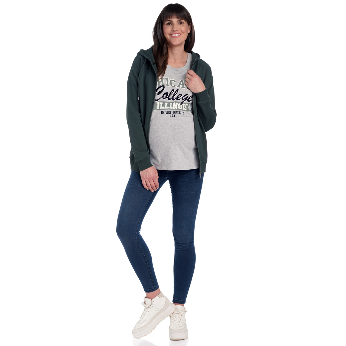 Damen Umstands-Sweatjacke mit Kapuze
