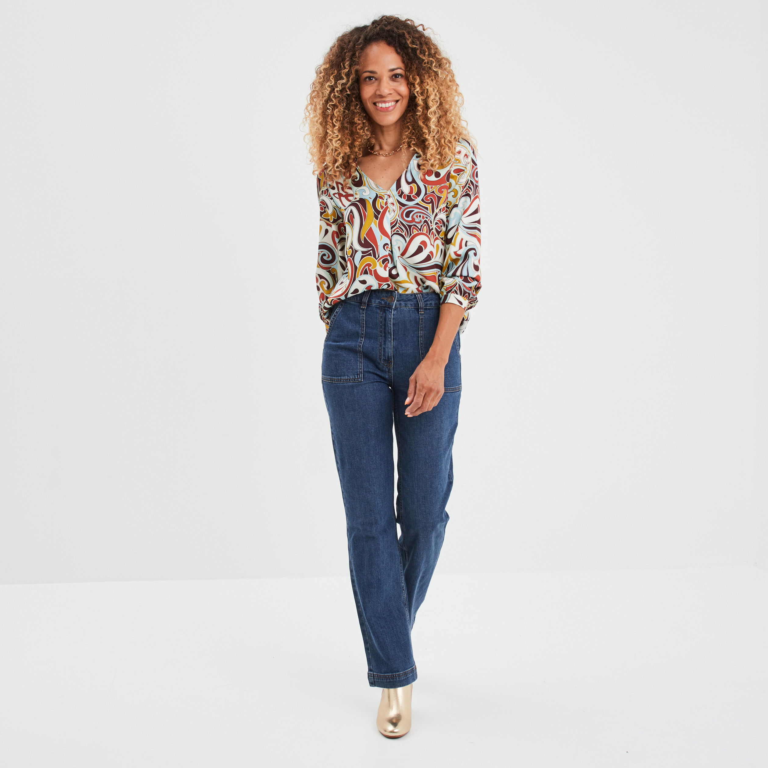 Jeans bootcut taille standard denim brut femme | La Halle