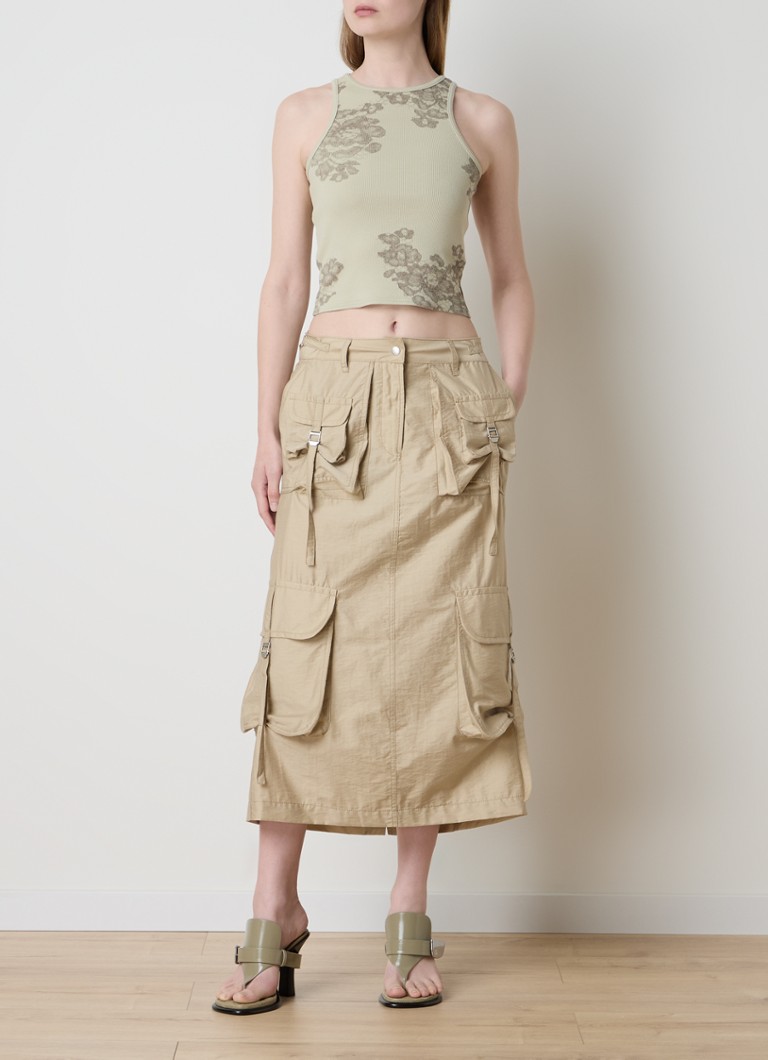 Spódnica midi Acne Studios z kieszeniami z klapkami