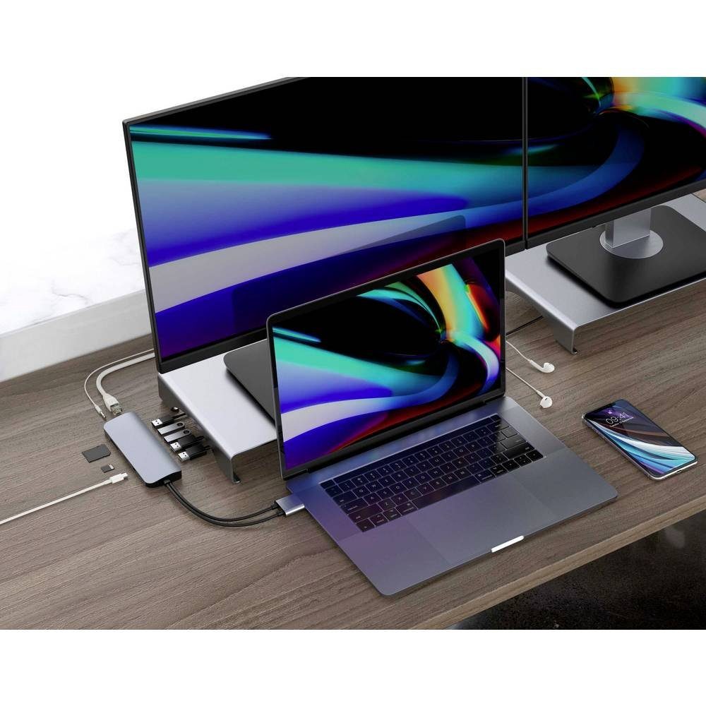 Hyper Laptop-Dockingstation VIPER 10-in-2 USB-C Hub Grey, integrierter Kartenleser