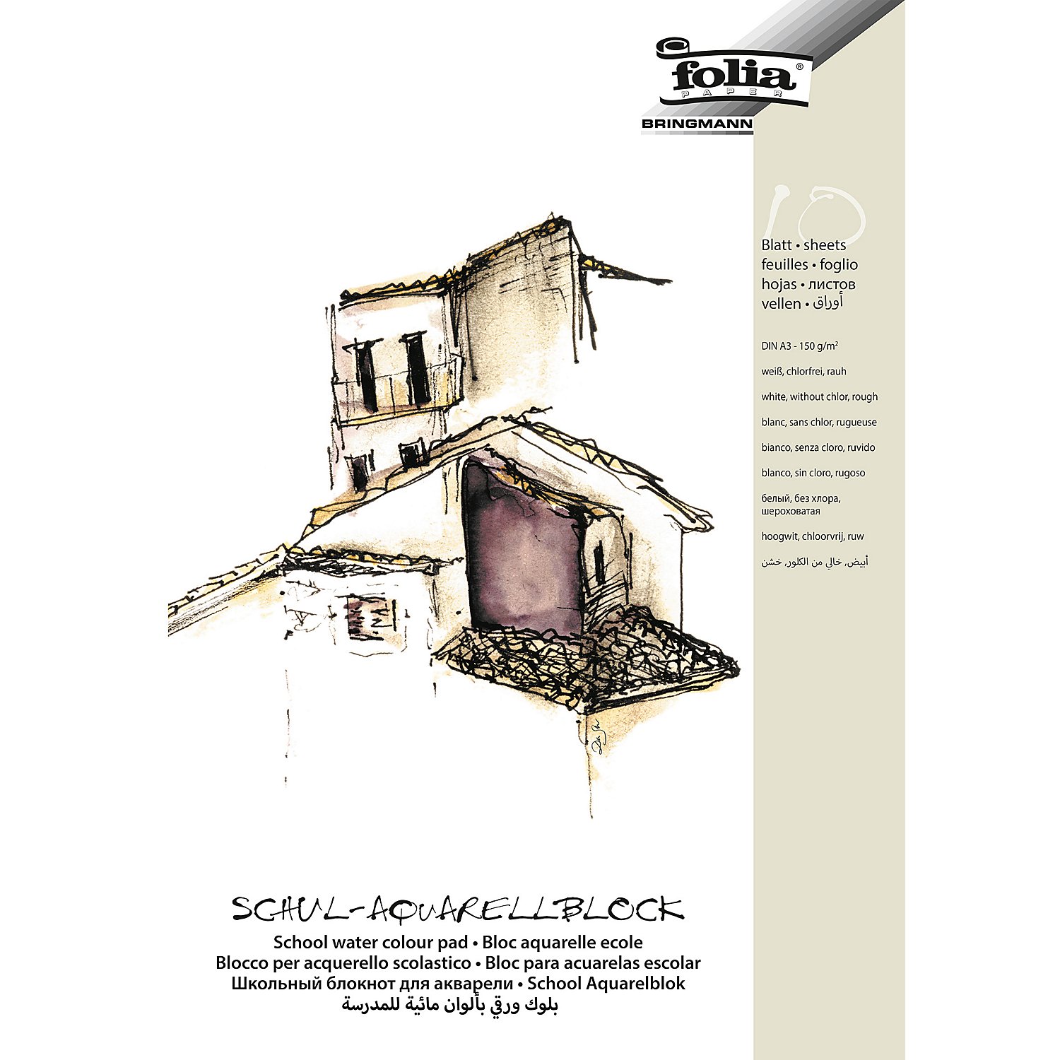 folia Schul-Aquarellblock, 29,7 x 42 cm, 10 Blatt