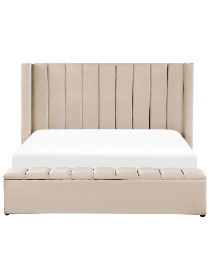 Beliani Doppelbett NOYERS in Beige - (W) 210 x (H) 132 x (L) 247 cm günstig kaufen onesize