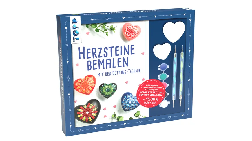 Kreativ-Set Herz-Steine bemalen mit der Dotting-Technik