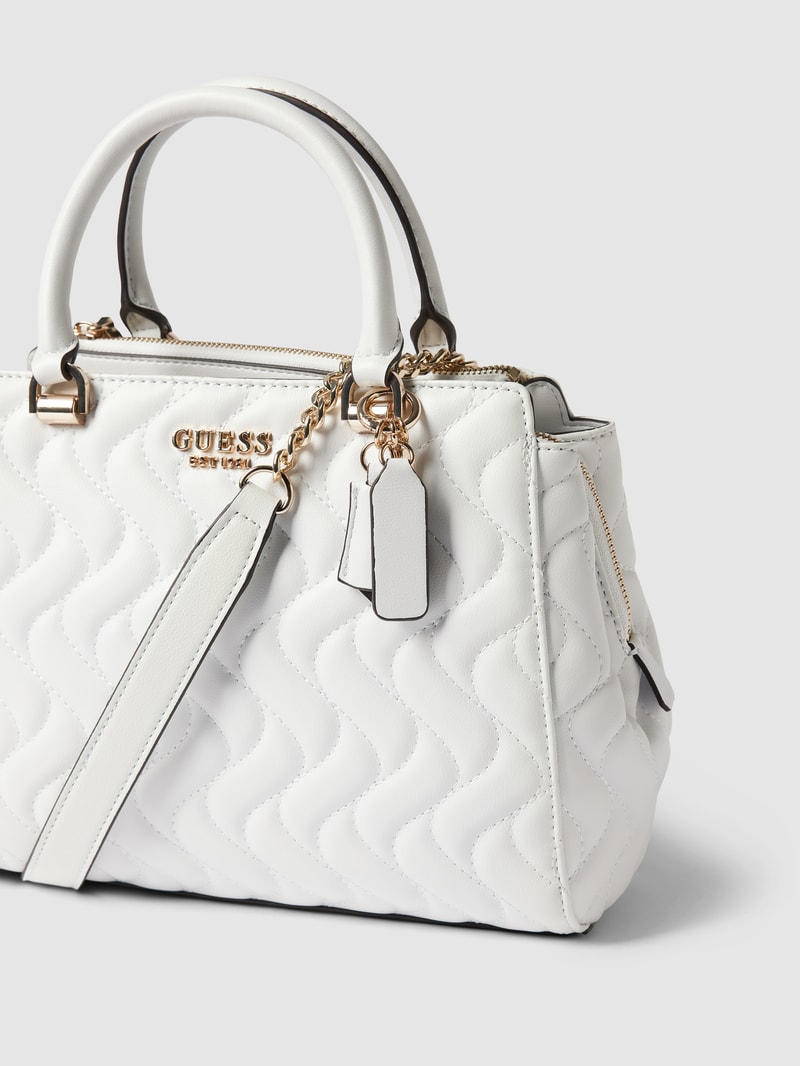 Handtasche mit Strukturmuster und Steppnähten Modell 'SOCIETY' in weiß