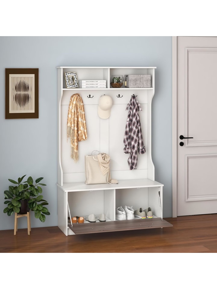 COSTWAY Garderobenständer 100x40x160cm in Weiß günstig kaufen onesize