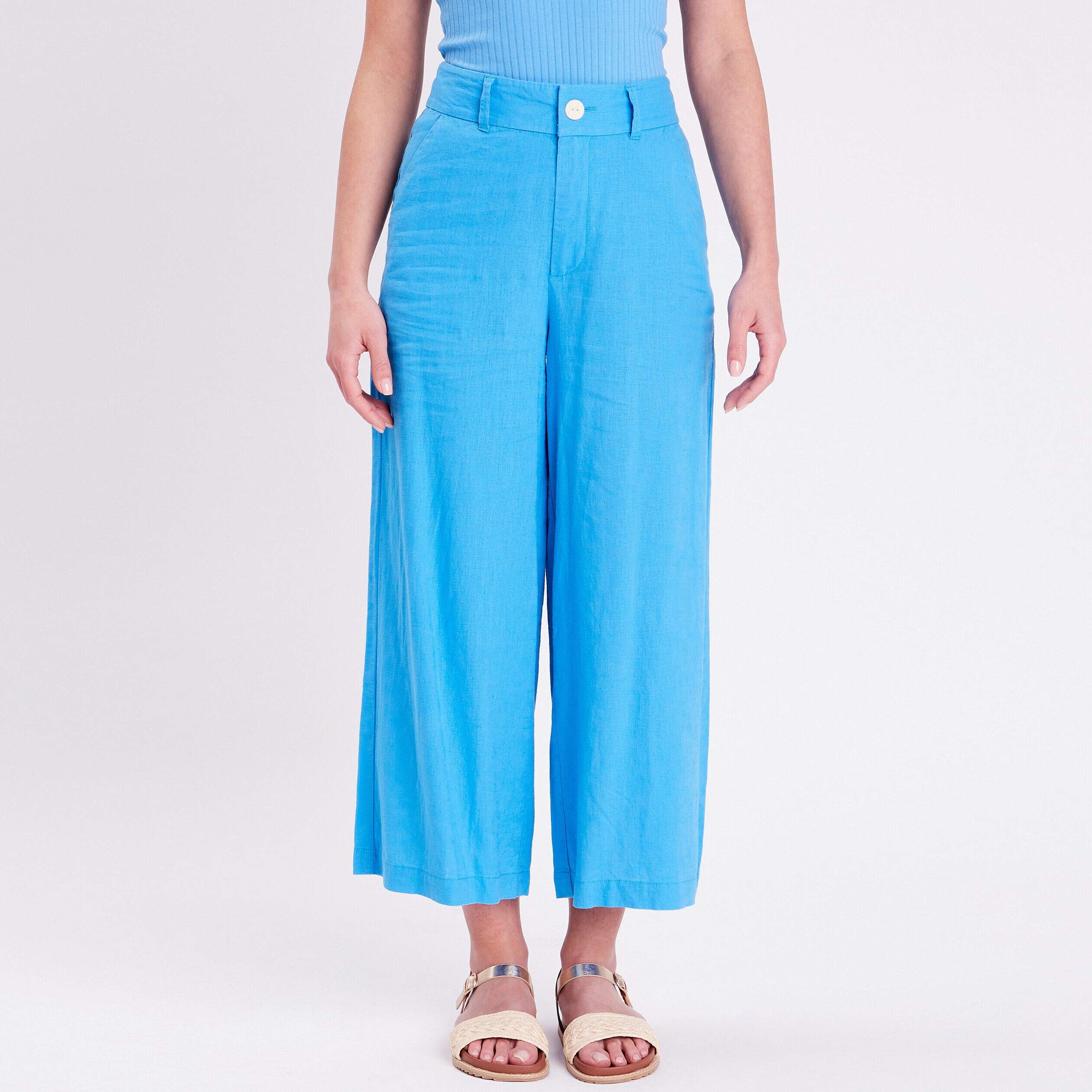 Pantalon large 7/8ème bleu femme | Cache Cache