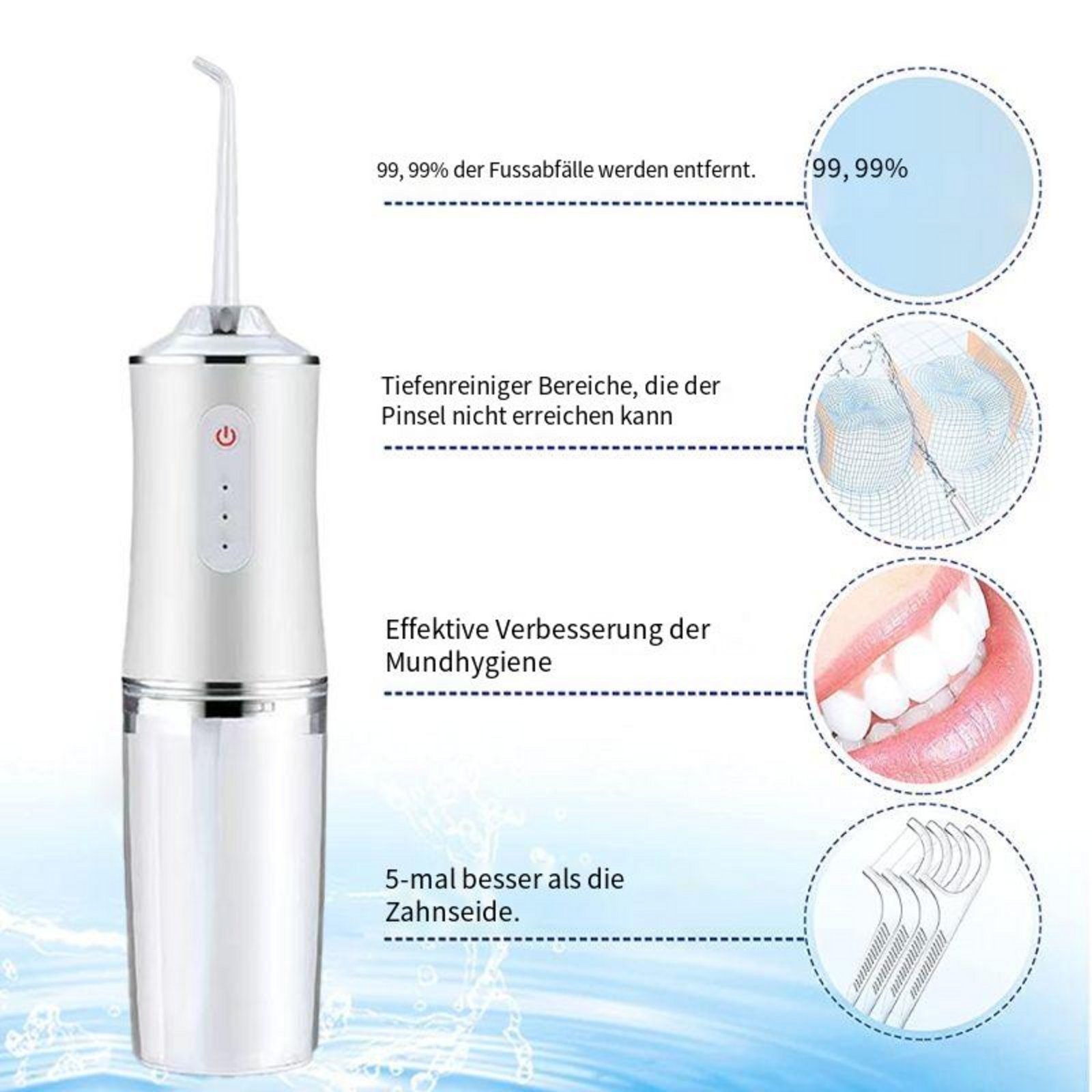 Devenirriche Munddusche Kabellos Elektrische Wasser Flosser IPX7 Wasserdicht USB Aufladen