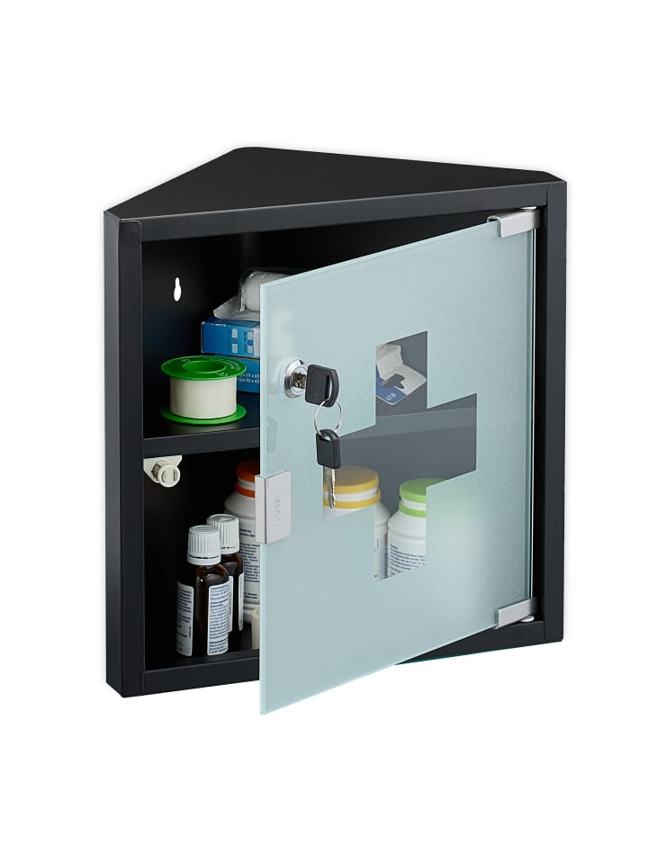 relaxdays Medizinschrank in Schwarz - (B)30 x (H)30 x (T)17,5 cm günstig kaufen onesize