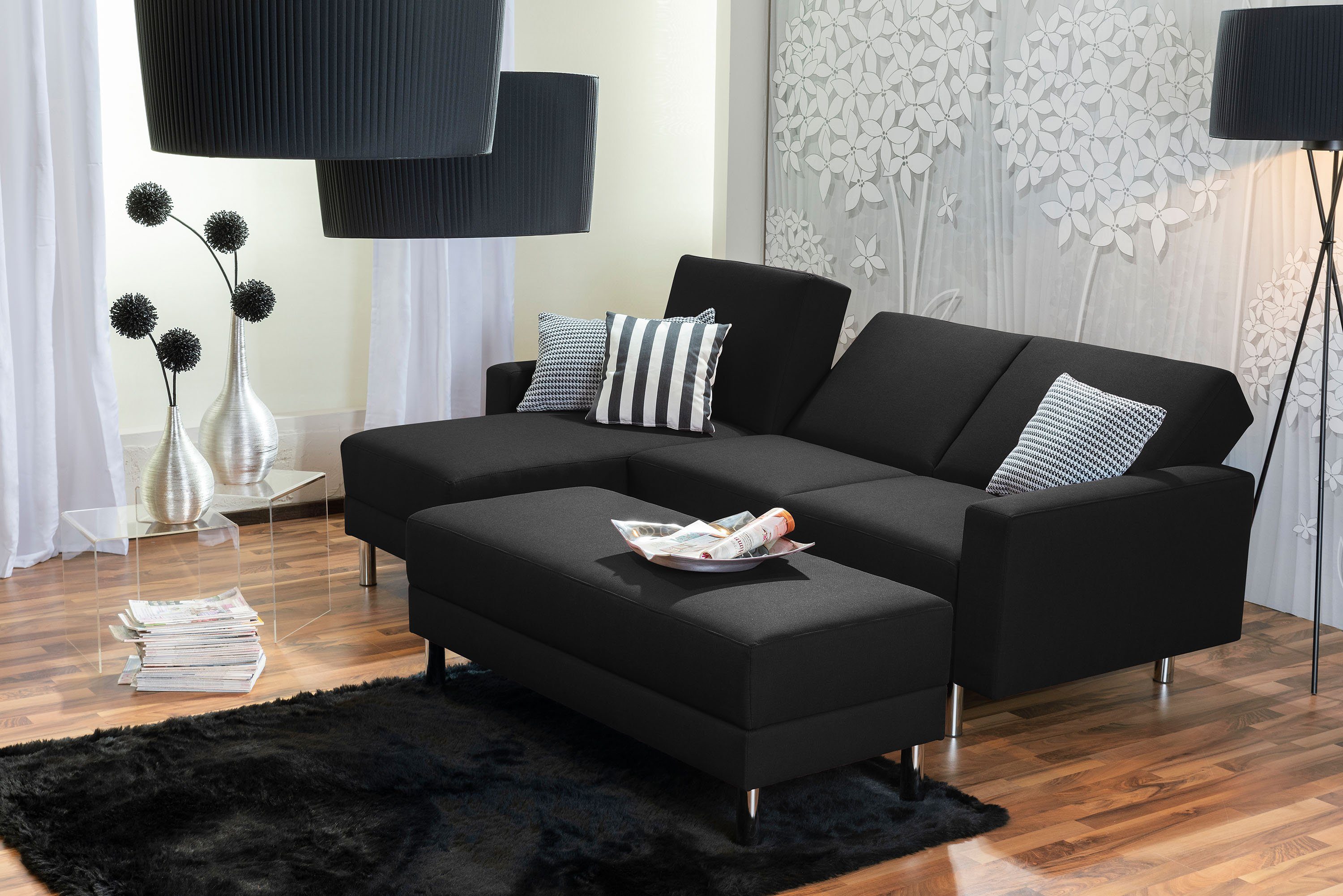 Max Winzer® Loungesofa Just Fashion Funktionssofa Flachgewebe schwarz, 1 Stück, Made in Germany