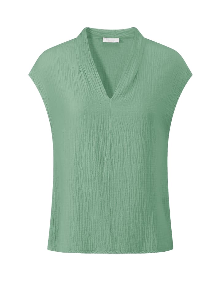 SASSYCLASSY Musselin Shirt mit V-Ausschnitt in Grün günstig kaufen