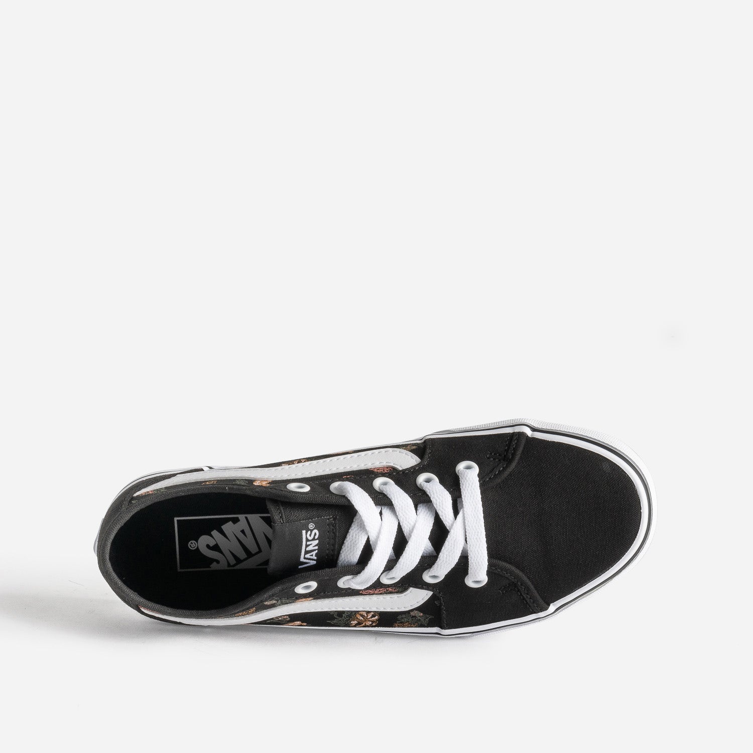 Tennis VANS noire en toile à motifs fleurs et fruits