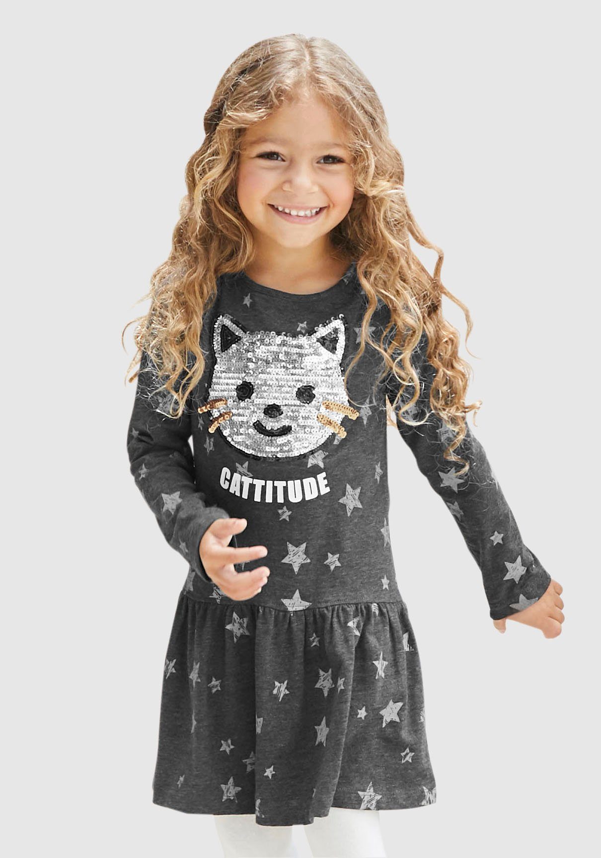 KIDSWORLD Jerseykleid STERNE mit Pailletten-Applikation