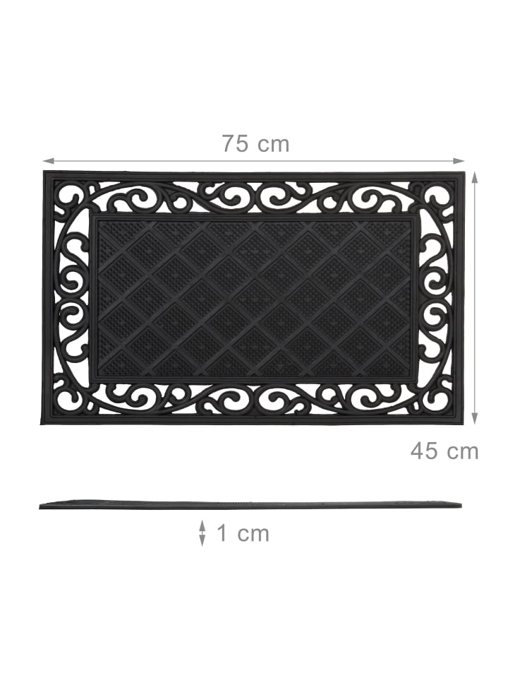 relaxdays Fußabtreter Blumenranke in Schwarz - (B)75 x (T)45 cm günstig kaufen onesize