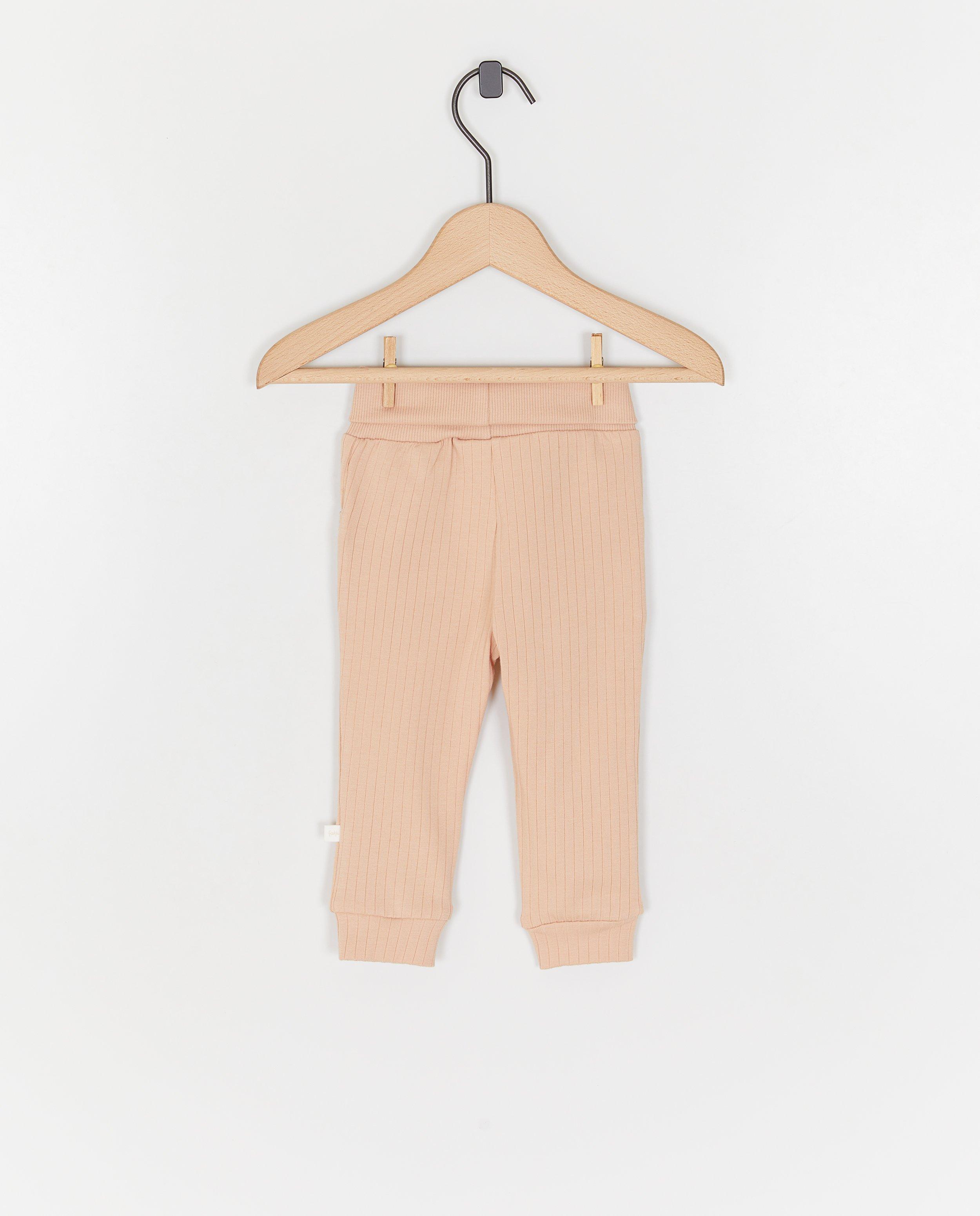 Pantaloni Feetje cu model cu nervuri fine roz