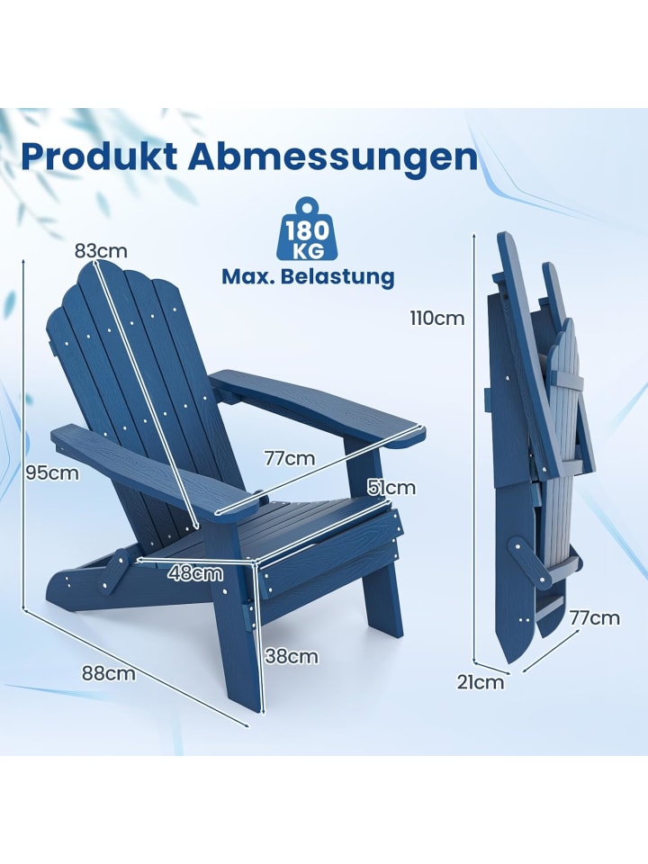 COSTWAY Adirondack Stuhl klappbar in Blau günstig kaufen onesize