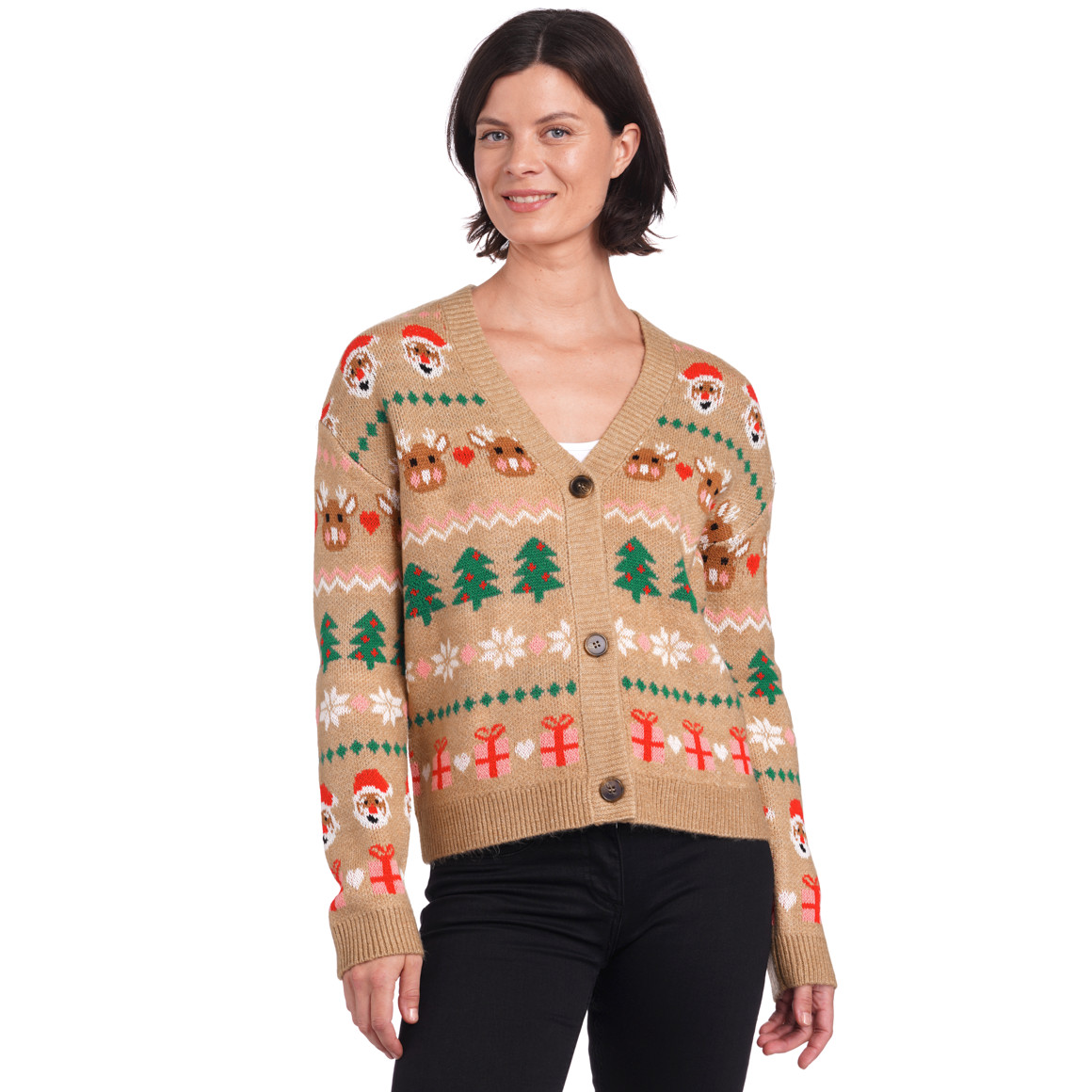 Damen Weihnachtsstrickjacke gemustert