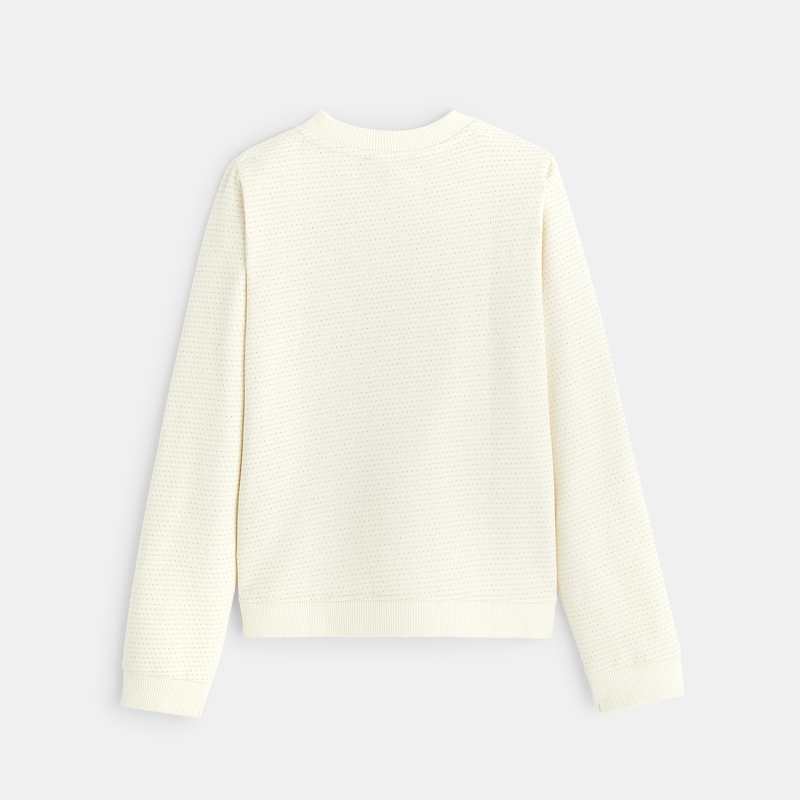 Sweat zippé à pois irisés beige fille