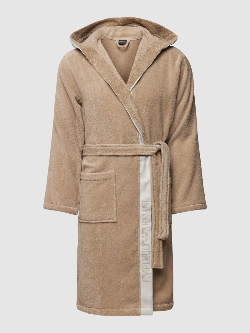 Bademantel mit Label-Print in beige