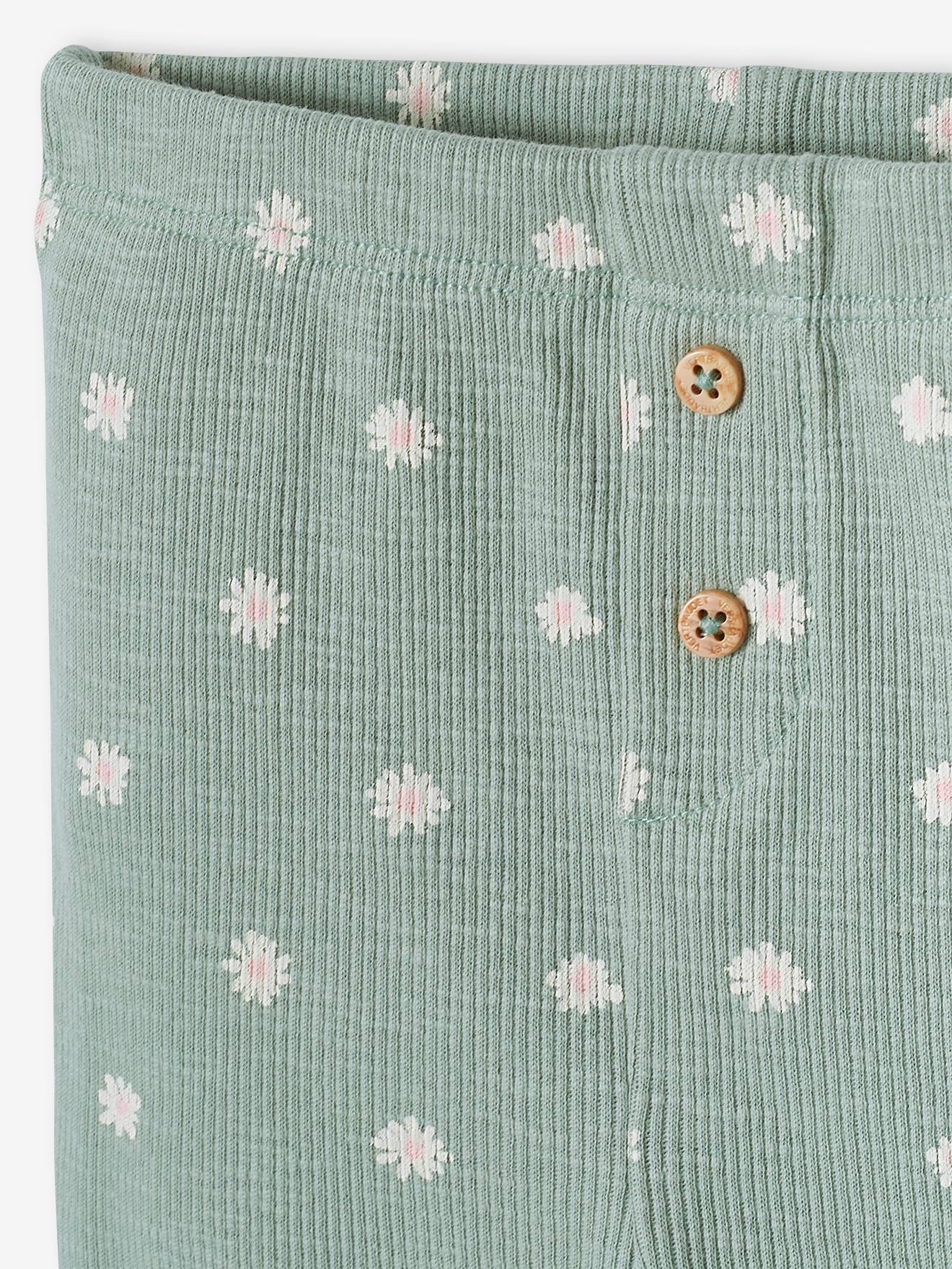 Legging bébé en maille côtelée vert sauge
