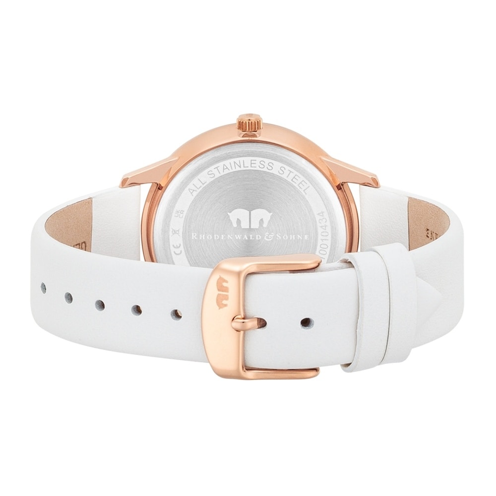Rhodenwald & Söhne Multifonctions Amidala Or rose Cuir véritable en Blanc Montre