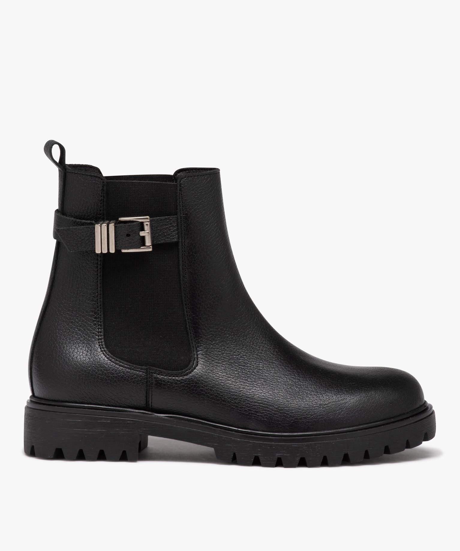 Boots femme unies style Chelsea à semelle crantée - Taneo noir | GEMO