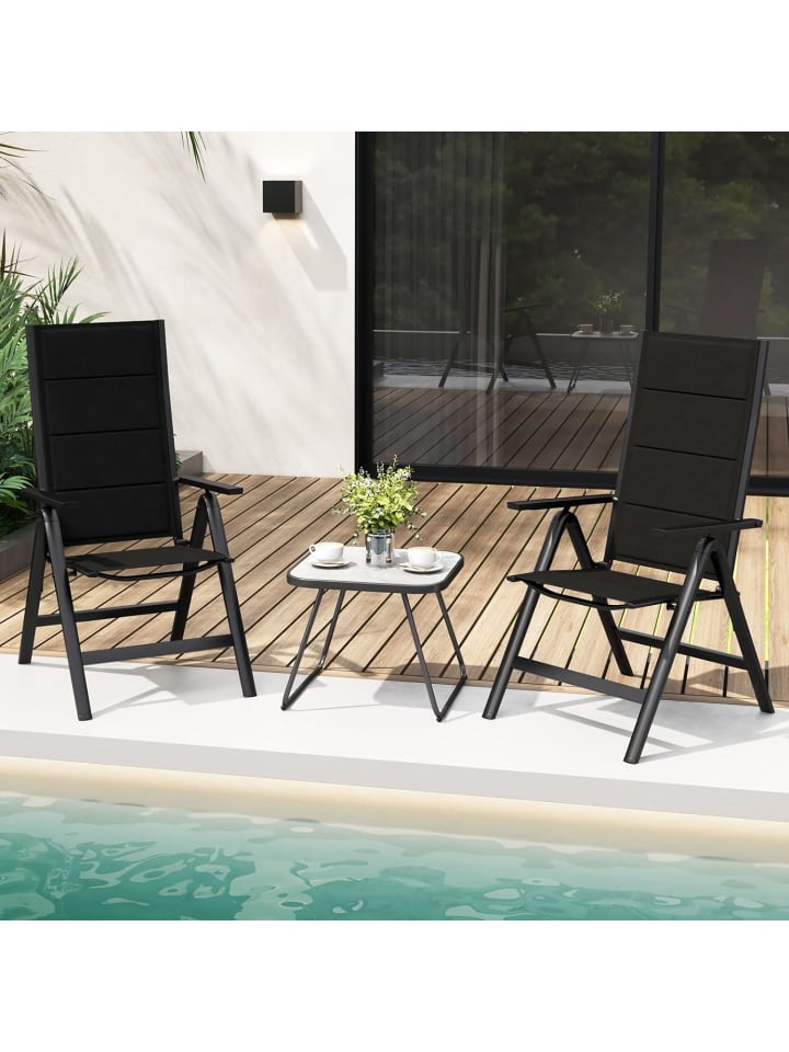 COSTWAY Gartenstuhl Alu 2er Set in Schwarz günstig kaufen onesize