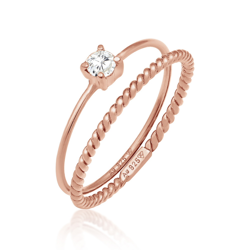 Elli Elli Bague Ensemble de bagues pour femmes Blogger Tordu Trend avec pierre de zirc Bague